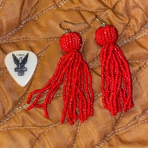 Long beaded tassel earrings